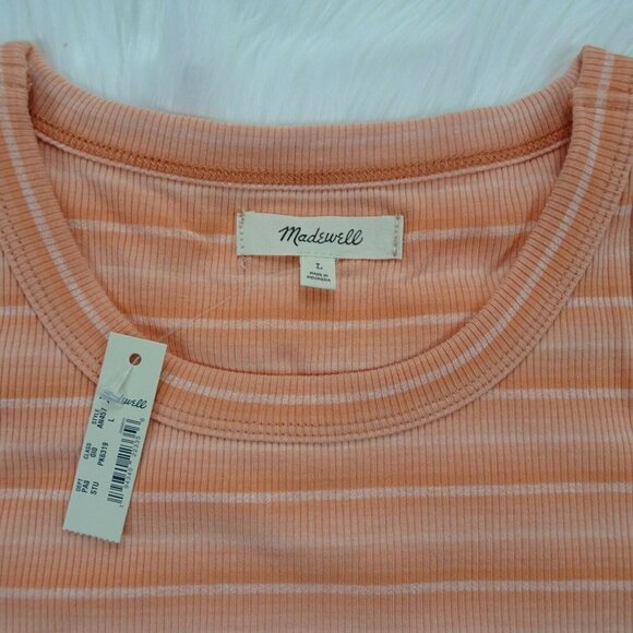 Madewell Tank Top Ribbed Westville Sweet Tulip Stripes Size L - Picture 4 of 8